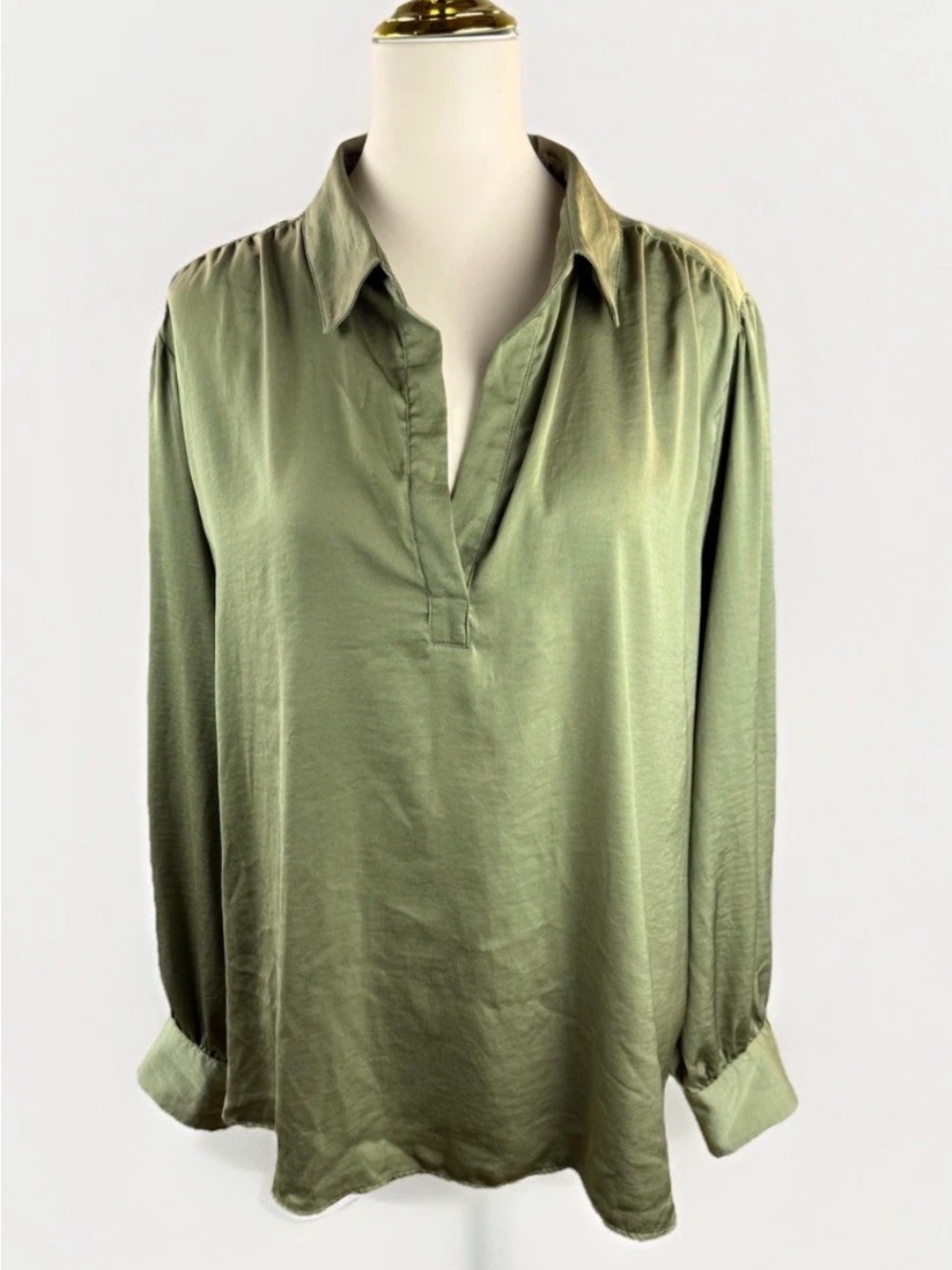 Banana Republic Olive Green V-Neck Collared Tunic